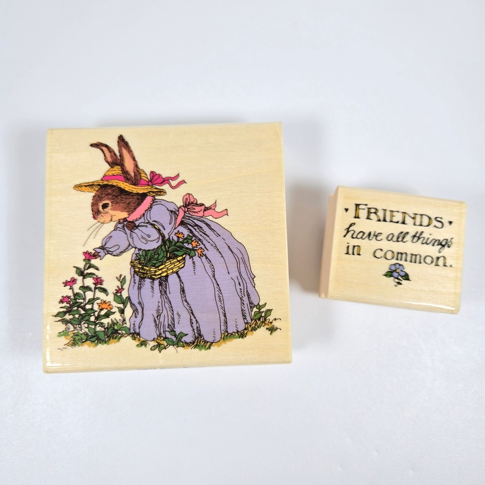 Holly Pond Hill Rubber Stamps Bunny Picking Flowers Friends‎ Have Susan Wheeler